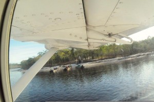 Landing on the river.