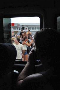 View out our van of the Brazilian partiers.