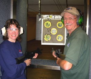 Dad and me at the Silver Bullet Arms indoor shooting range.