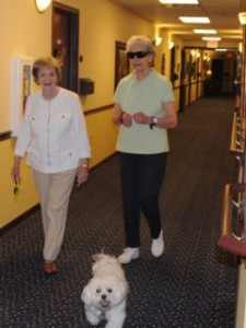 Mom's new friend Betty with her dog, Teddy.