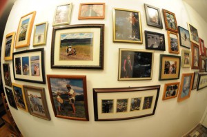 Photos on the wall.