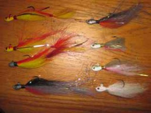 Typical jigs for peacock bass fishing.
